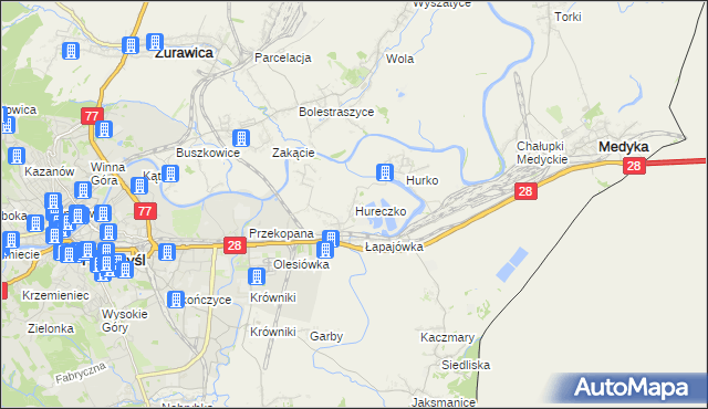 mapa Hureczko, Hureczko na mapie Targeo