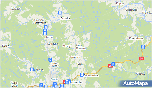 mapa Huta Brzuska, Huta Brzuska na mapie Targeo