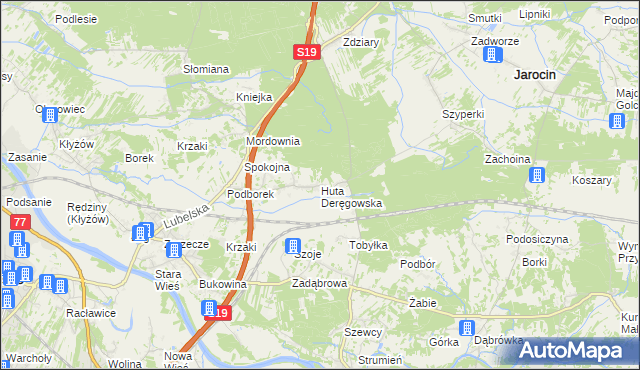 mapa Huta Deręgowska, Huta Deręgowska na mapie Targeo