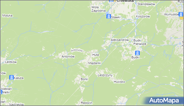 mapa Huta gmina Chlewiska, Huta gmina Chlewiska na mapie Targeo