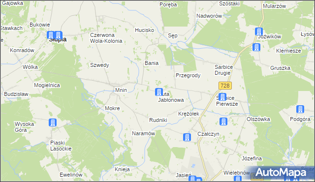 mapa Huta Jabłonowa, Huta Jabłonowa na mapie Targeo