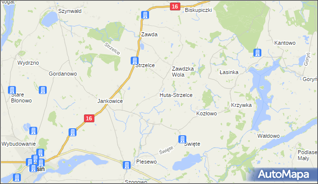 mapa Huta-Strzelce, Huta-Strzelce na mapie Targeo