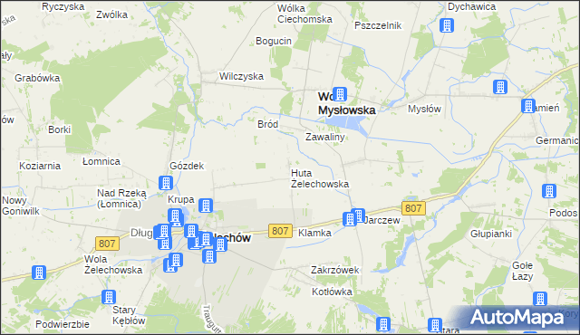 mapa Huta Żelechowska, Huta Żelechowska na mapie Targeo