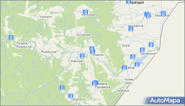 mapa Huwniki, Huwniki na mapie Targeo