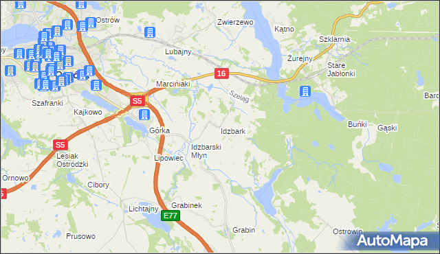 mapa Idzbark, Idzbark na mapie Targeo