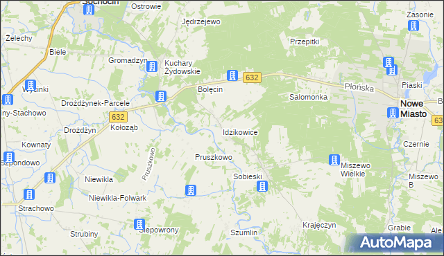 mapa Idzikowice gmina Sochocin, Idzikowice gmina Sochocin na mapie Targeo