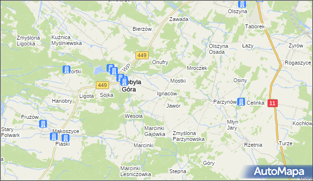 mapa Ignaców gmina Kobyla Góra, Ignaców gmina Kobyla Góra na mapie Targeo