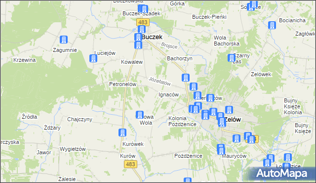 mapa Ignaców gmina Zelów, Ignaców gmina Zelów na mapie Targeo