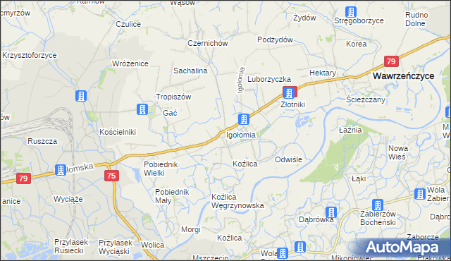 mapa Igołomia, Igołomia na mapie Targeo