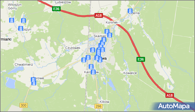 mapa Iłowa powiat żagański, Iłowa powiat żagański na mapie Targeo