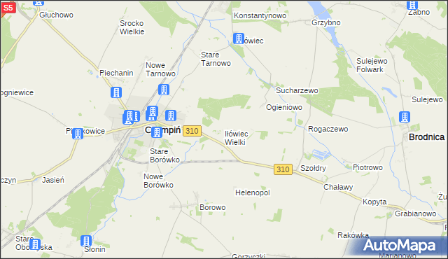 mapa Iłówiec Wielki, Iłówiec Wielki na mapie Targeo