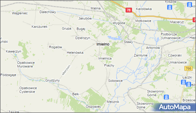 mapa Imielnica, Imielnica na mapie Targeo