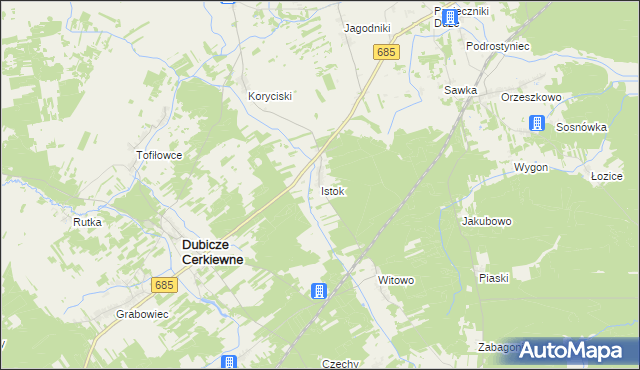 mapa Istok gmina Dubicze Cerkiewne, Istok gmina Dubicze Cerkiewne na mapie Targeo
