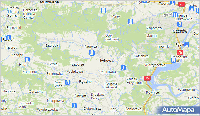 mapa Iwkowa, Iwkowa na mapie Targeo