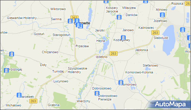 mapa Izdebno gmina Ostrowite, Izdebno gmina Ostrowite na mapie Targeo