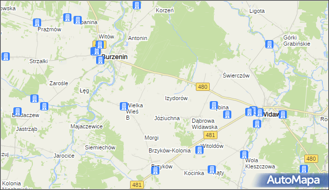 mapa Izydorów, Izydorów na mapie Targeo