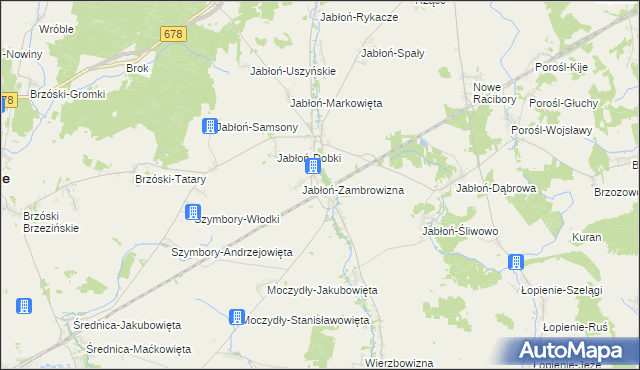 mapa Jabłoń-Jankowce, Jabłoń-Jankowce na mapie Targeo