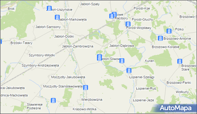 mapa Jabłoń-Śliwowo, Jabłoń-Śliwowo na mapie Targeo