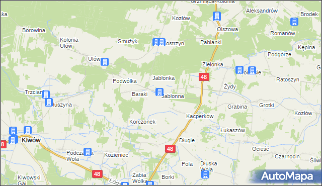 mapa Jabłonna gmina Wyśmierzyce, Jabłonna gmina Wyśmierzyce na mapie Targeo