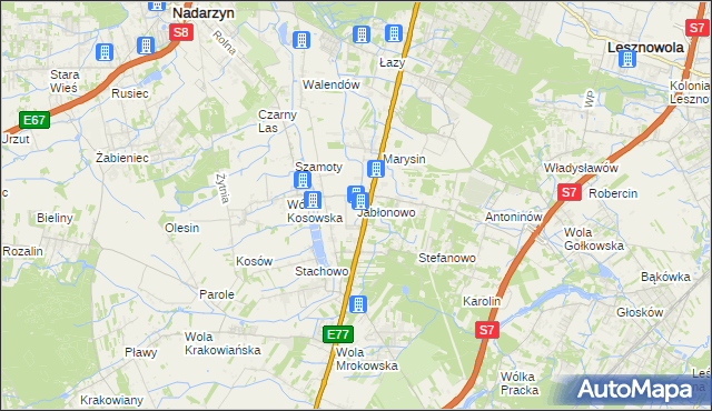 mapa Jabłonowo gmina Lesznowola, Jabłonowo gmina Lesznowola na mapie Targeo