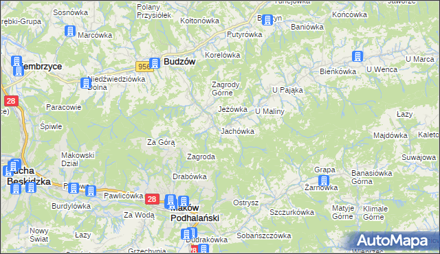 mapa Jachówka, Jachówka na mapie Targeo