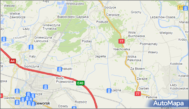 mapa Jagiełła gmina Tryńcza, Jagiełła gmina Tryńcza na mapie Targeo