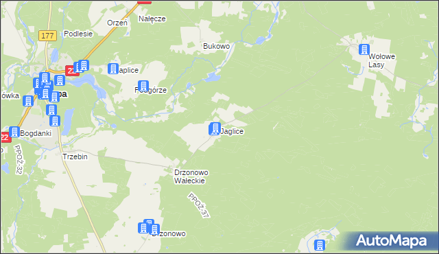mapa Jaglice, Jaglice na mapie Targeo