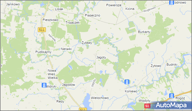 mapa Jagoty, Jagoty na mapie Targeo