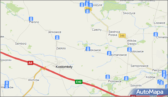 mapa Jakubkowice, Jakubkowice na mapie Targeo