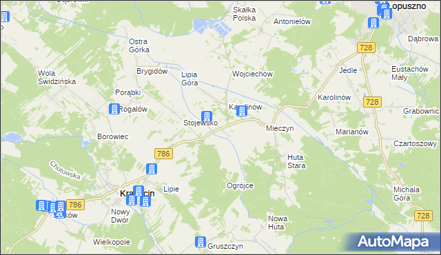 mapa Jakubów gmina Krasocin, Jakubów gmina Krasocin na mapie Targeo