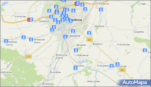 mapa Jakubów gmina Świdnica, Jakubów gmina Świdnica na mapie Targeo