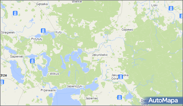 mapa Jakunówko, Jakunówko na mapie Targeo