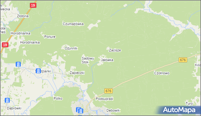 mapa Jałówka gmina Supraśl, Jałówka gmina Supraśl na mapie Targeo