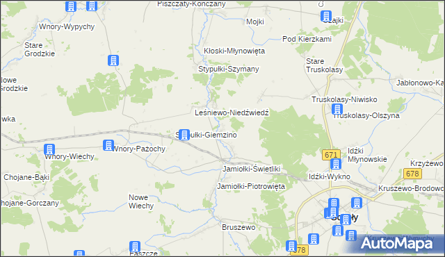 mapa Jamiołki-Kowale, Jamiołki-Kowale na mapie Targeo