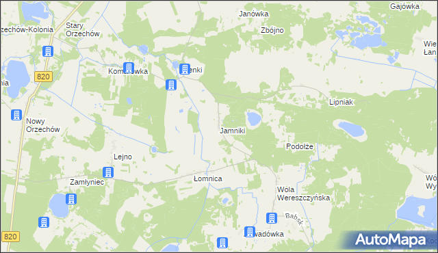 mapa Jamniki, Jamniki na mapie Targeo
