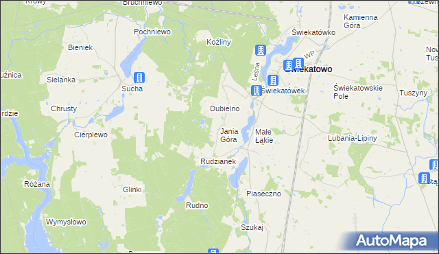 mapa Jania Góra gmina Świekatowo, Jania Góra gmina Świekatowo na mapie Targeo