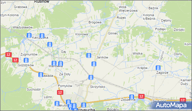 mapa Janików gmina Przysucha, Janików gmina Przysucha na mapie Targeo
