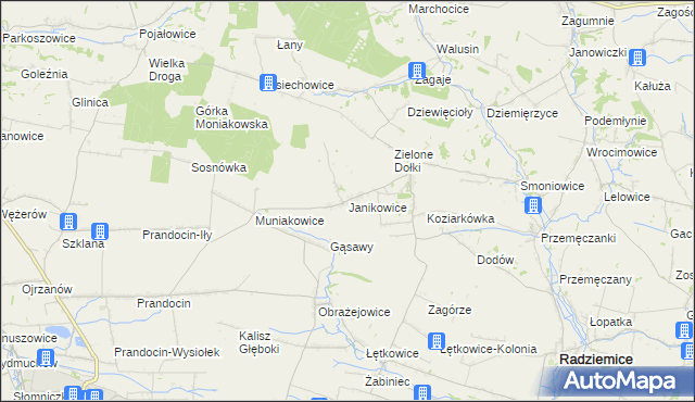 mapa Janikowice gmina Słomniki, Janikowice gmina Słomniki na mapie Targeo