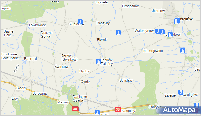 mapa Janków Zaleśny, Janków Zaleśny na mapie Targeo