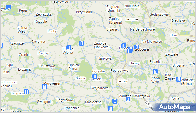 mapa Jankowa gmina Bobowa, Jankowa gmina Bobowa na mapie Targeo