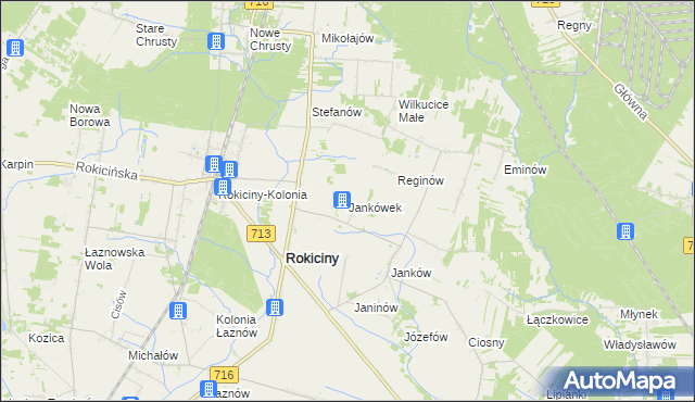 mapa Jankówek gmina Rokiciny, Jankówek gmina Rokiciny na mapie Targeo
