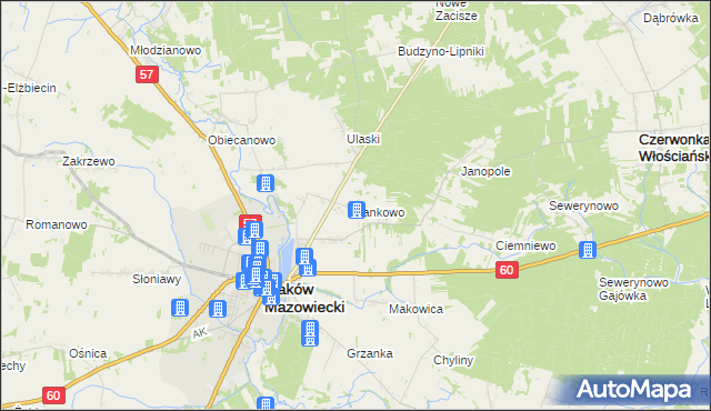 mapa Jankowo gmina Czerwonka, Jankowo gmina Czerwonka na mapie Targeo