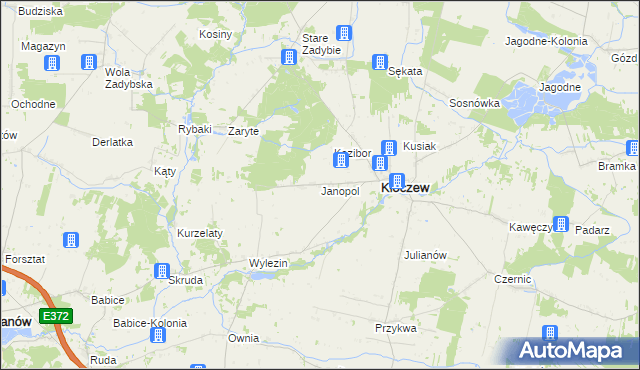 mapa Janopol gmina Kłoczew, Janopol gmina Kłoczew na mapie Targeo