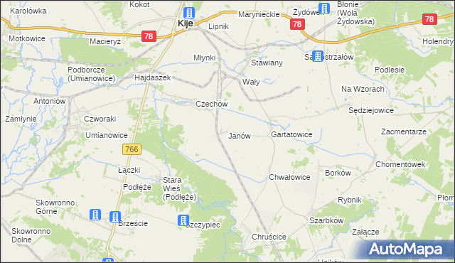 mapa Janów gmina Kije, Janów gmina Kije na mapie Targeo