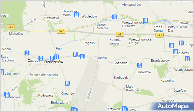 mapa Janów gmina Sienno, Janów gmina Sienno na mapie Targeo
