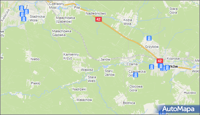 mapa Janów gmina Stąporków, Janów gmina Stąporków na mapie Targeo