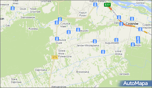 mapa Janów-Mikołajówka, Janów-Mikołajówka na mapie Targeo