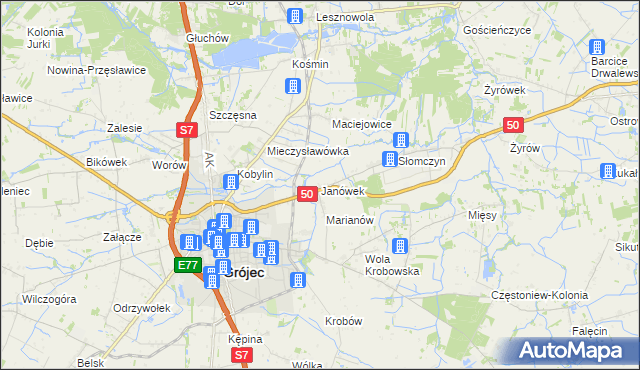 mapa Janówek gmina Grójec, Janówek gmina Grójec na mapie Targeo