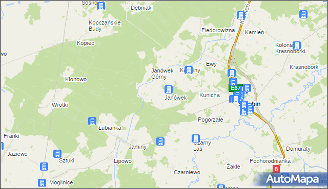 mapa Janówek gmina Sztabin, Janówek gmina Sztabin na mapie Targeo