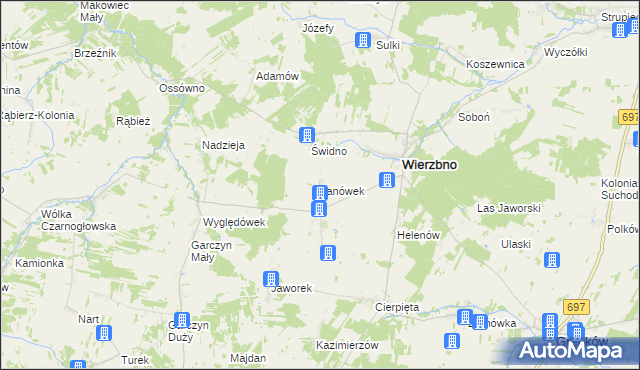 mapa Janówek gmina Wierzbno, Janówek gmina Wierzbno na mapie Targeo